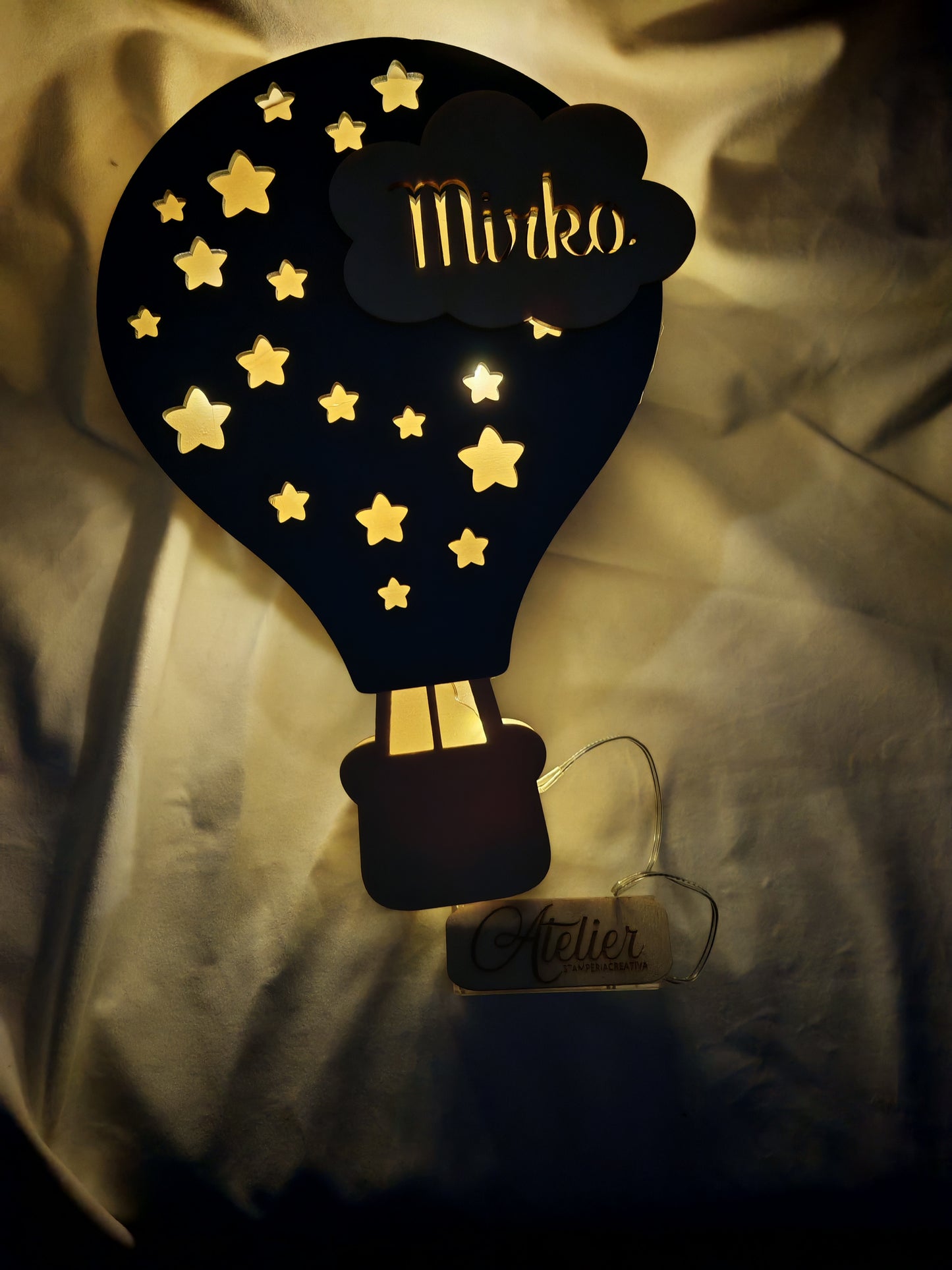 Lampada in legno MONGOLFIERA