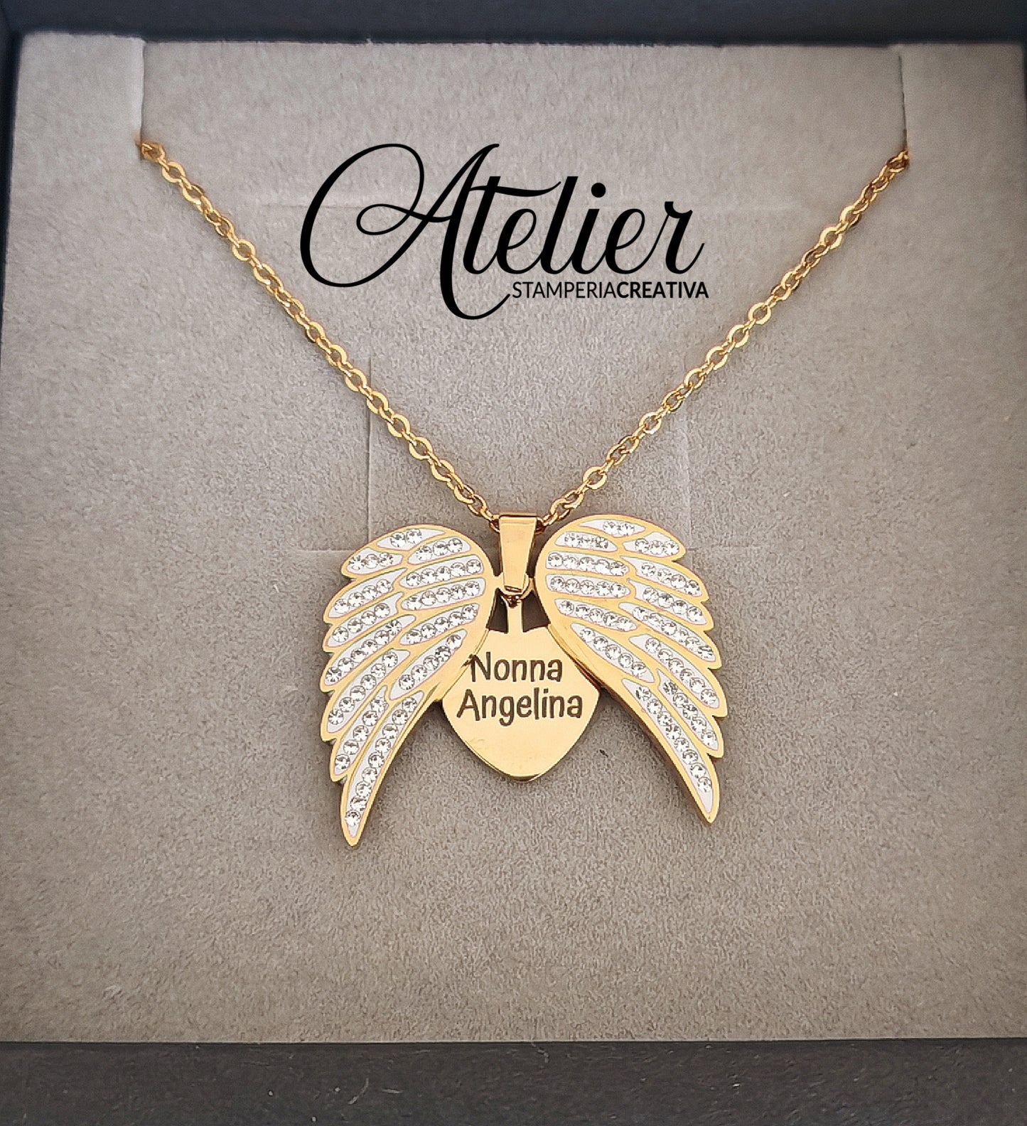 Collana con ciondolo personalizzato "ANGELO MIO"