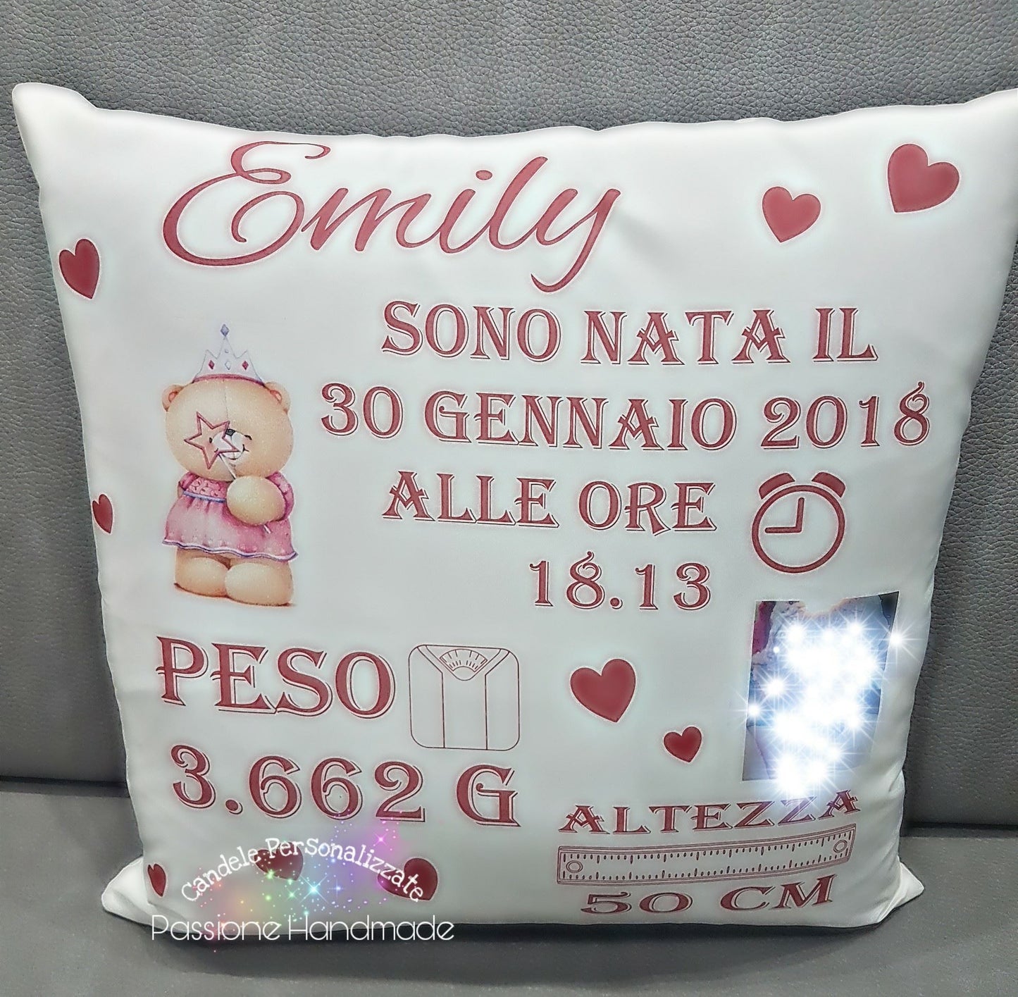 CUSCINO NASCITA PERSONALIZZATO